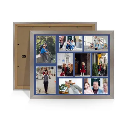 Aluminium Colour Multi Aperture Photo Frame 7X5 (x2) and 6X4 (x7) Pictures – Collage Wall Frame For Family Photos – 20x16 Picture Frame Size