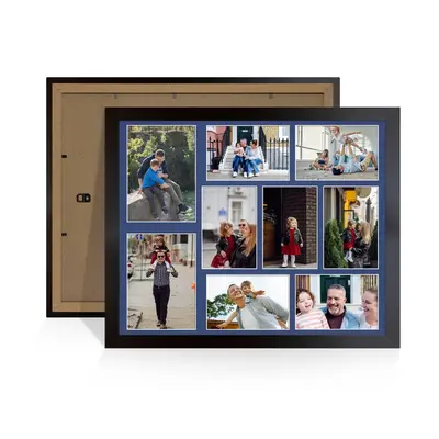 Mat Black Colour Multi Aperture Photo Frame 7X5 (x2) and 6X4 (x7) Pictures – Collage Wall Frame for Family Photos – 20x16 Picture Frame Size