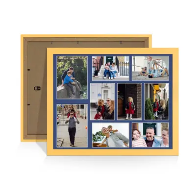 Mustard Yellow Colour Multi Aperture Photo Frame 7X5 (x2) and 6X4 (x7) Pictures – Collage Wall Frame for Family Photos – 20x16 Picture Frame Size