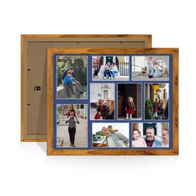 Rustic Oak Colour Multi Aperture Photo Frame 7X5 (x2) and 6X4 (x7) Pictures – Collage Wall Frame For Family Photos – 20x16 Picture Frame Size