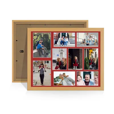 Country Pine Colour Multi Aperture Photo Frame 7X5 (x2) and 6X4 (x7) Pictures – Collage Wall Frame for Family Photos – 20x16 Picture Frame Size
