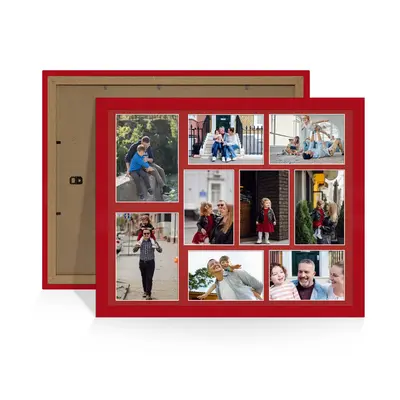 Red Colour Multi Aperture Photo Frame 7X5 (x2) and 6X4 (x7) Pictures – Collage Wall Frame For Loved Ones Photos – 20x16 Frame Size