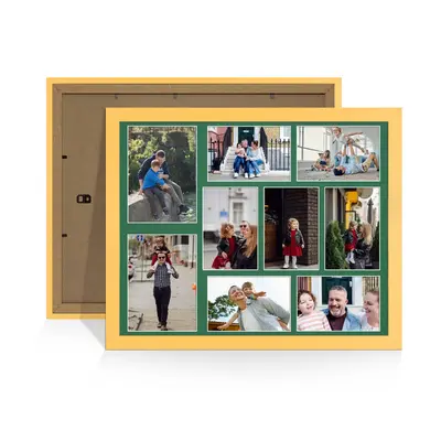 Mustard Yellow Colour Multi Aperture Photo Frame 7X5 (x2) and 6X4 (x7) Pictures – Collage Wall Frame For Family Photos – 20x16 Picture Frame Size