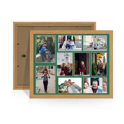 Oak Colour Multi Aperture Photo Frame 7X5 (x2) and 6X4 (x7) Pictures – Collage Wall Frame for Family Photos – 20x16 Picture Frame Size