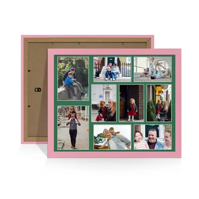 Pastel Pink Colour Multi Aperture Photo Frame 7X5 (x2) and 6X4 (x7) Pictures – Collage Wall Frame for Family Photos – 20x16 Picture Frame Size