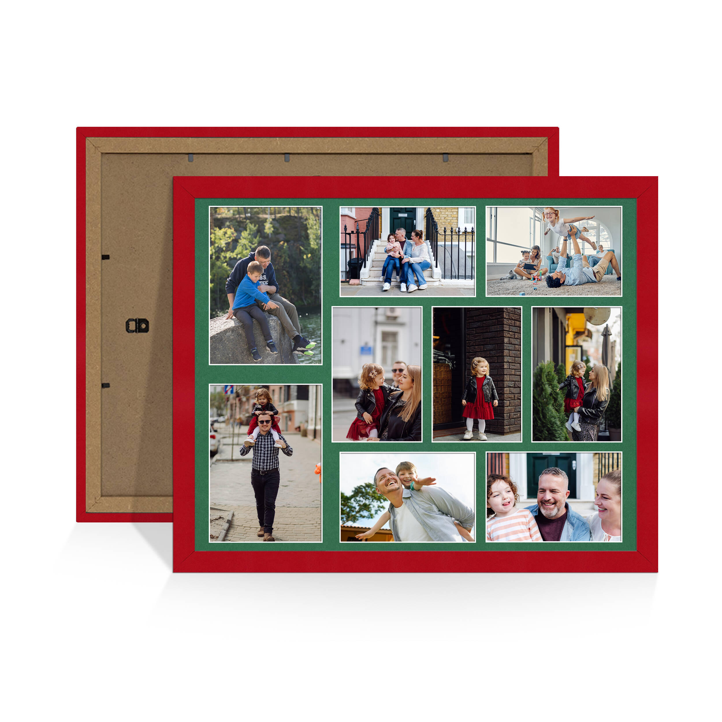Red Colour Multi Aperture Photo Frame 7X5 (x2) and 6X4 (x7) Pictures – Collage Wall Frame For Loved Ones Photos – 20x16 Frame Size