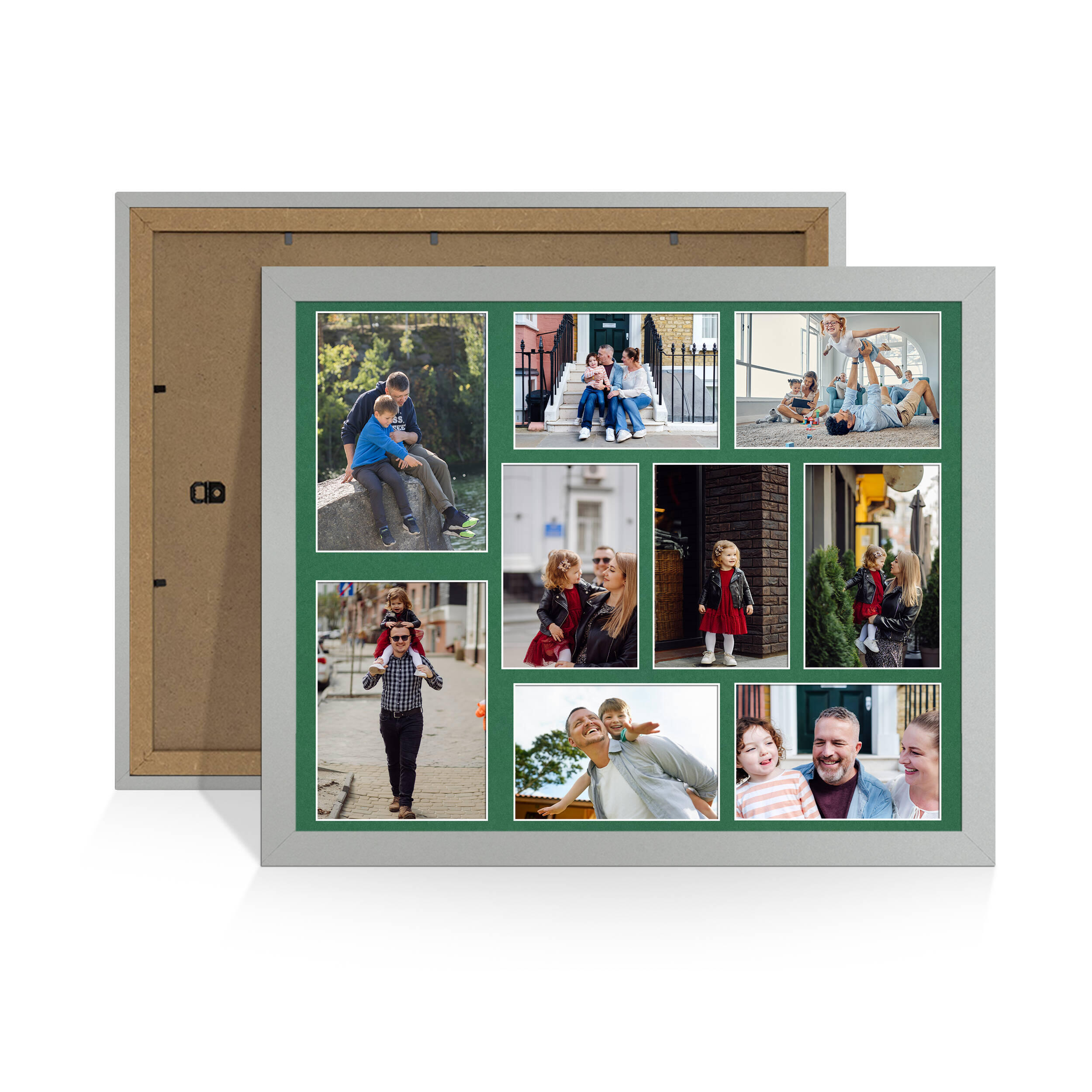 Silver Colour Multi Aperture Photo Frame 7X5 (x2) and 6X4 (x7) Pictures – Collage Wall Frame For Loved Ones Photos – 20x16 Frame Size