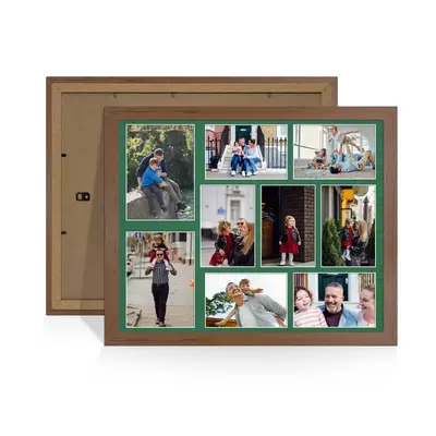 Walnut Colour Multi Aperture Photo Frame 7X5 (x2) and 6X4 (x7) Pictures – Collage Wall Frame For Family Photos – 20x16 Picture Frame Size