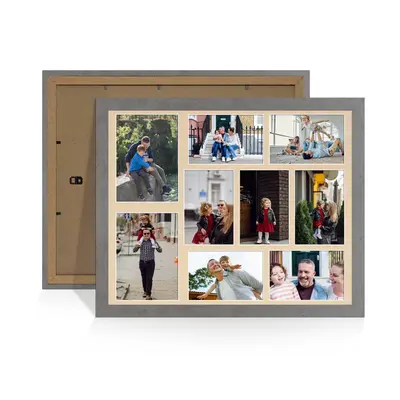 Grey Marble Colour Multi Aperture Photo Frame 7X5 (x2) and 6X4 (x7) Pictures – Collage Wall Frame For Family Photos – 20x16 Picture Frame Size