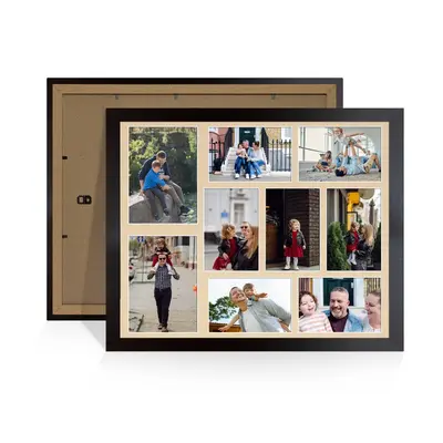 Mat Black Colour Multi Aperture Photo Frame 7X5 (x2) and 6X4 (x7) Pictures – Collage Wall Frame For Family Photos – 20x16 Picture Frame Size