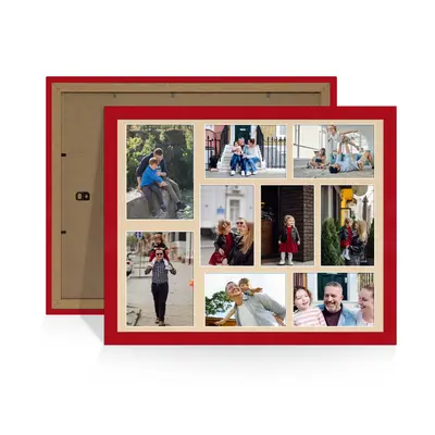Red Colour Multi Aperture Photo Frame 7X5 (x2) and 6X4 (x7) Pictures – Collage Wall Frame For Family Photos – 20x16 Picture Frame Size