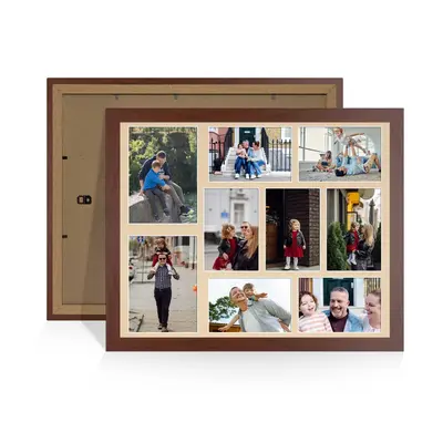 Rose Wood Colour Multi Aperture Photo Frame 7X5 (x2) and 6X4 (x7) Pictures – Collage Wall Frame For Loved Ones Photos – 20x16 Frame Size