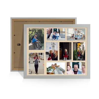 Silver Colour Multi Aperture Photo Frame 7X5 (x2) and 6X4 (x7) Pictures – Collage Wall Frame for Family Photos – 20x16 Picture Frame Size