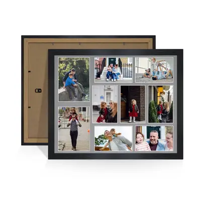 Black Colour Multi Aperture Photo Frame 7X5 (x2) and 6X4 (x7) Pictures – Collage Wall Frame For Loved Ones Photos – 20x16 Frame Size
