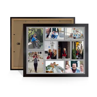 Mat Black Colour Multi Aperture Photo Frame 7X5 (x2) and 6X4 (x7) Pictures – Collage Wall Frame for Family Photos – 20x16 Picture Frame Size