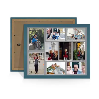Navy Blue Colour Multi Aperture Photo Frame 7X5 (x2) and 6X4 (x7) Pictures – Collage Wall Frame for Family Photos – 20x16 Picture Frame Size