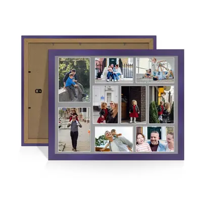 Purple Colour Multi Aperture Photo Frame 7X5 (x2) and 6X4 (x7) Pictures – Collage Wall Frame for Family Photos – 20x16 Picture Frame Size