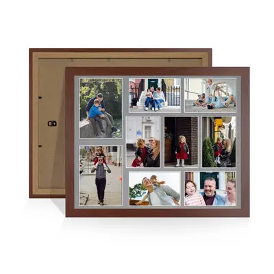 Rose Wood Colour Multi Aperture Photo Frame 7X5 (x2) and 6X4 (x7) Pictures – Collage Wall Frame For Loved Ones Photos – 20x16 Frame Size