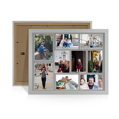 Silver Colour Multi Aperture Photo Frame 7X5 (x2) and 6X4 (x7) Pictures – Collage Wall Frame For Loved Ones Photos – 20x16 Frame Size