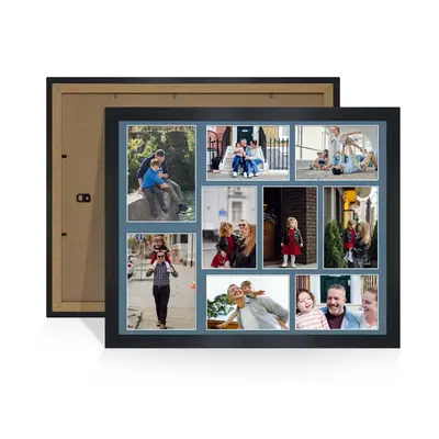 Black Colour Multi Aperture Photo Frame 7X5 (x2) and 6X4 (x7) Pictures – Collage Wall Frame for Family Photos – 20x16 Picture Frame Size