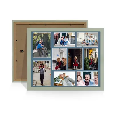 Green Colour Multi Aperture Photo Frame 7X5 (x2) and 6X4 (x7) Pictures – Collage Wall Frame for Family Photos – 20x16 Picture Frame Size