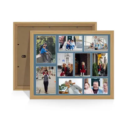 Light Oak Colour Multi Aperture Photo Frame 7X5 (x2) and 6X4 (x7) Pictures – Collage Wall Frame For Loved Ones Photos – 20x16 Frame Size