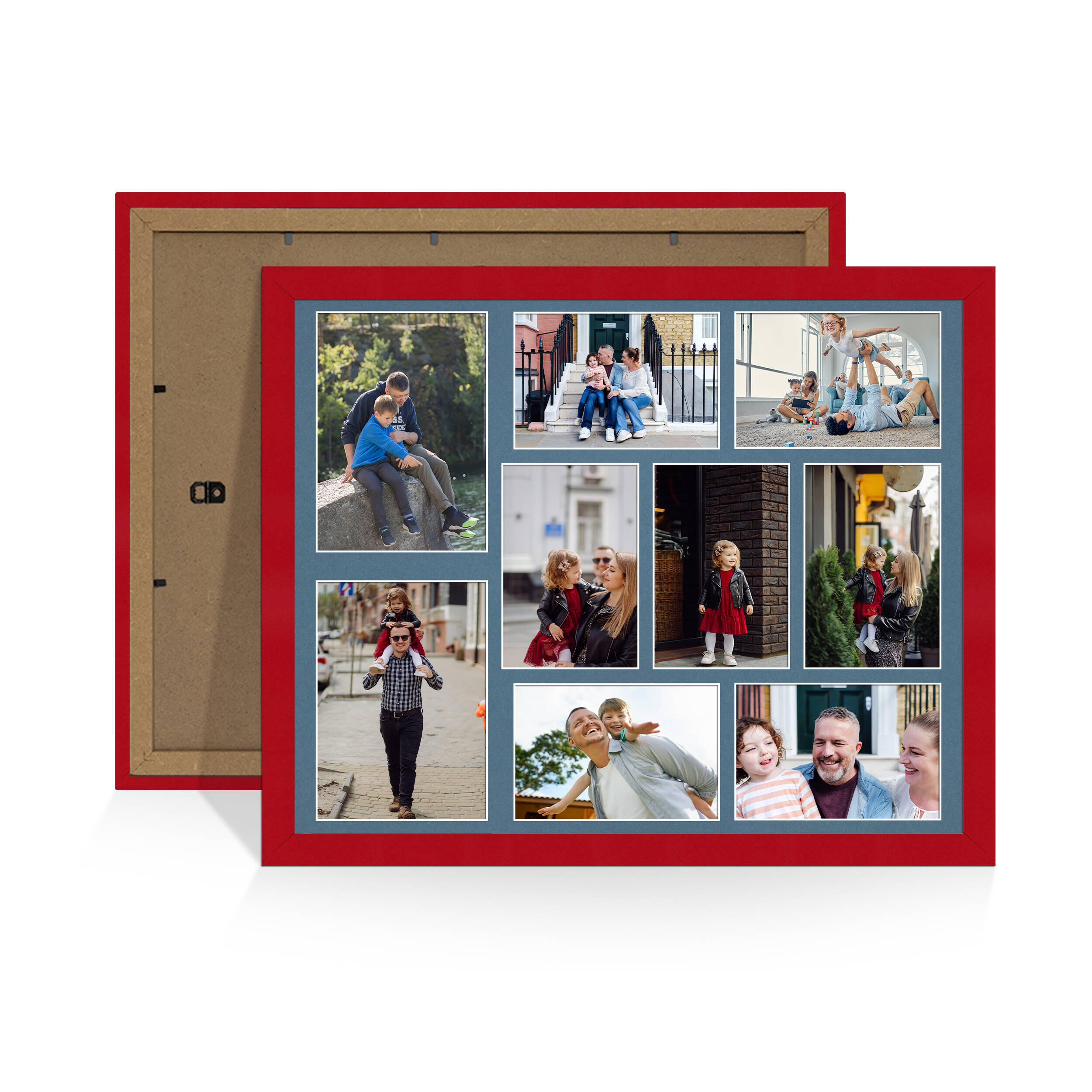 Red Colour Multi Aperture Photo Frame 7X5 (x2) and 6X4 (x7) Pictures – Collage Wall Frame For Loved Ones Photos – 20x16 Frame Size