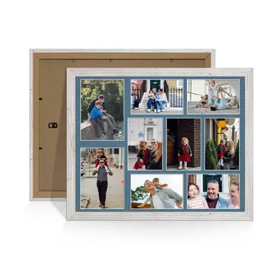White Rustic Colour Multi Aperture Photo Frame 7X5 (x2) and 6X4 (x7) Pictures – Collage Wall Frame For Family Photos – 20x16 Picture Frame Size