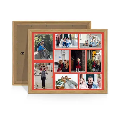 Light Oak Colour Multi Aperture Photo Frame 7X5 (x2) and 6X4 (x7) Pictures – Collage Wall Frame for Family Photos – 20x16 Picture Frame Size
