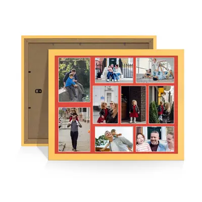 Mustard Yellow Colour Multi Aperture Photo Frame 7X5 (x2) and 6X4 (x7) Pictures – Collage Wall Frame For Loved Ones Photos – 20x16 Frame Size