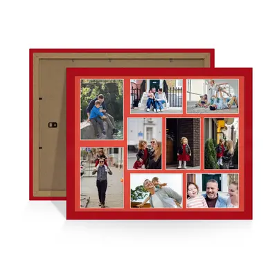 Red Colour Multi Aperture Photo Frame 7X5 (x2) and 6X4 (x7) Pictures – Collage Wall Frame for Family Photos – 20x16 Picture Frame Size