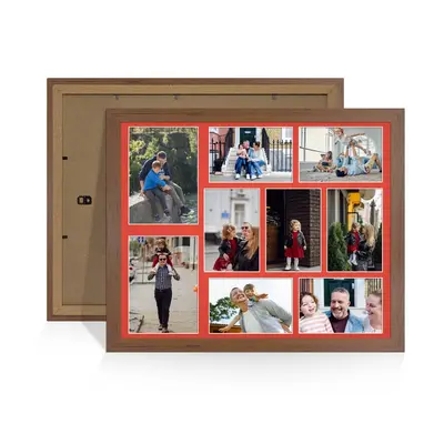 Walnut Colour Multi Aperture Photo Frame 7X5 (x2) and 6X4 (x7) Pictures – Collage Wall Frame For Family Photos – 20x16 Picture Frame Size