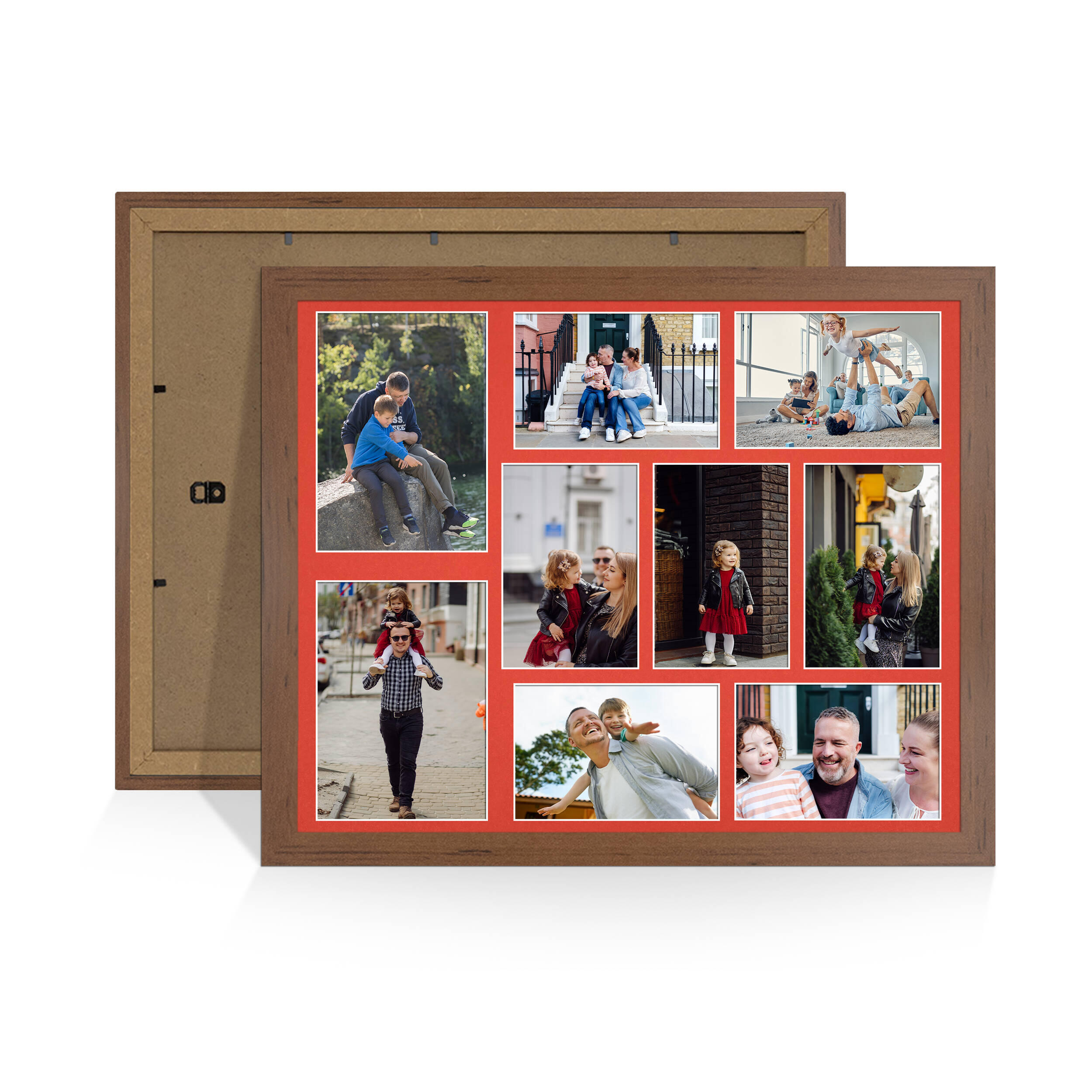 Walnut Colour Multi Aperture Photo Frame 7X5 (x2) and 6X4 (x7) Pictures – Collage Wall Frame For Family Photos – 20x16 Picture Frame Size