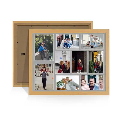 Country Pine Colour Multi Aperture Photo Frame 7X5 (x2) and 6X4 (x7) Pictures – Collage Wall Frame For Loved Ones Photos – 20x16 Frame Size