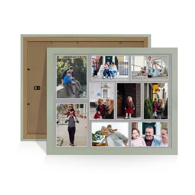 Green Colour Multi Aperture Photo Frame 7X5 (x2) and 6X4 (x7) Pictures – Collage Wall Frame For Family Photos – 20x16 Picture Frame Size