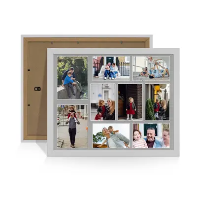 Light Grey Colour Multi Aperture Photo Frame 7X5 (x2) and 6X4 (x7) Pictures – Collage Wall Frame For Family Photos – 20x16 Picture Frame Size