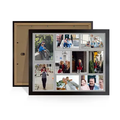 Mat Black Colour Multi Aperture Photo Frame 7X5 (x2) and 6X4 (x7) Pictures – Collage Wall Frame For Loved Ones Photos – 20x16 Frame Size
