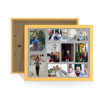 Mustard Yellow Colour Multi Aperture Photo Frame 7X5 (x2) and 6X4 (x7) Pictures – Collage Wall Frame For Loved Ones Photos – 20x16 Frame Size