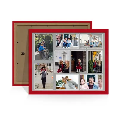 Red Colour Multi Aperture Photo Frame 7X5 (x2) and 6X4 (x7) Pictures – Collage Wall Frame for Family Photos – 20x16 Picture Frame Size