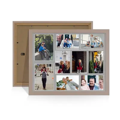 Rose Gold Colour Multi Aperture Photo Frame 7X5 (x2) and 6X4 (x7) Pictures – Collage Wall Frame For Family Photos – 20x16 Picture Frame Size