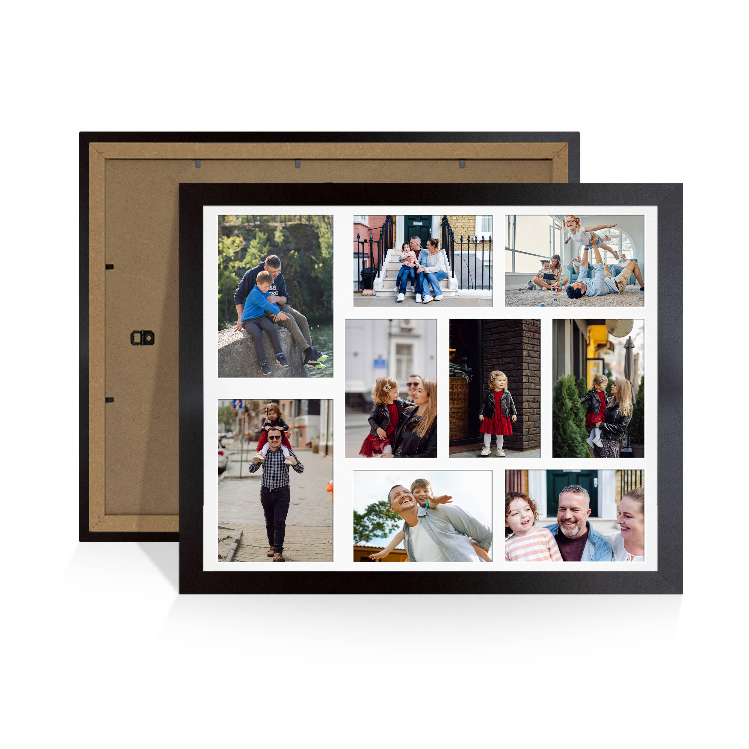 Mat Black Colour Multi Aperture Photo Frame 7X5 (x2) and 6X4 (x7) Pictures – Collage Wall Frame For Family Photos – 20x16 Picture Frame Size