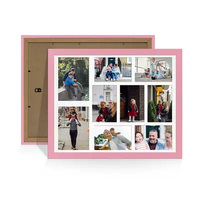 Pastel Pink Colour Multi Aperture Photo Frame 7X5 (x2) and 6X4 (x7) Pictures – Collage Wall Frame For Loved Ones Photos – 20x16 Frame Size