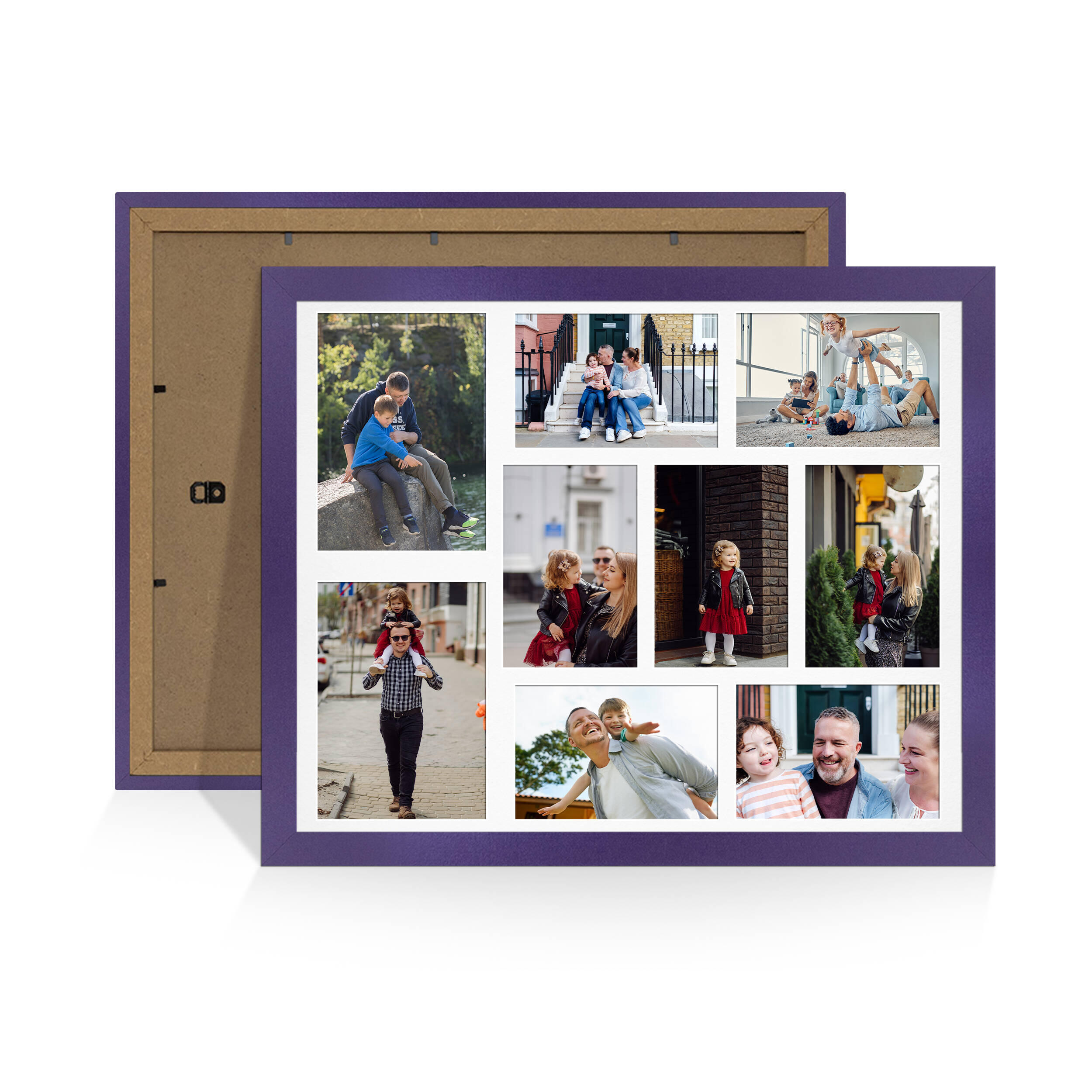 Purple Colour Multi Aperture Photo Frame 7X5 (x2) and 6X4 (x7) Pictures – Collage Wall Frame For Family Photos – 20x16 Picture Frame Size