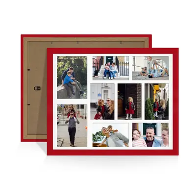 Red Colour Multi Aperture Photo Frame 7X5 (x2) and 6X4 (x7) Pictures – Collage Wall Frame for Family Photos – 20x16 Picture Frame Size