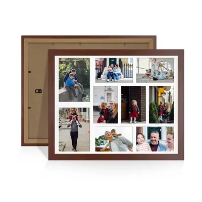 Rose Wood Colour Multi Aperture Photo Frame 7X5 (x2) and 6X4 (x7) Pictures – Collage Wall Frame For Family Photos – 20x16 Picture Frame Size