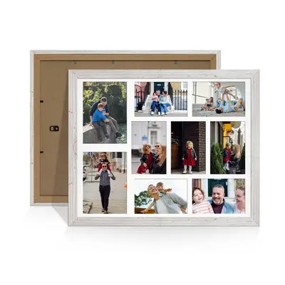 White Rustic Colour Multi Aperture Photo Frame 7X5 (x2) and 6X4 (x7) Pictures – Collage Wall Frame For Family Photos – 20x16 Picture Frame Size
