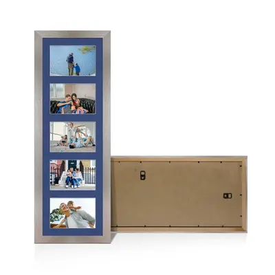 Aluminium Colour Multi Aperture Photo Frame 6X4 (x5) Pictures – Collage Wall Frame For Family Photos – 26x8 Picture Frame Size