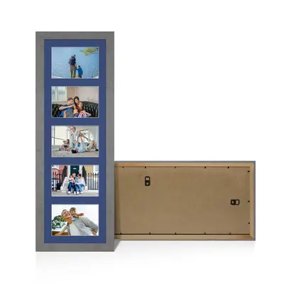 Grey Marble Colour Multi Aperture Photo Frame 6X4 (x5) Pictures – Collage Wall Frame For Family Photos – 26x8 Picture Frame Size