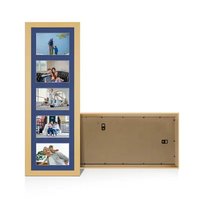 Mustard Yellow Colour Multi Aperture Photo Frame 6X4 (x5) Pictures – Collage Wall Frame For Family Photos – 26x8 Picture Frame Size