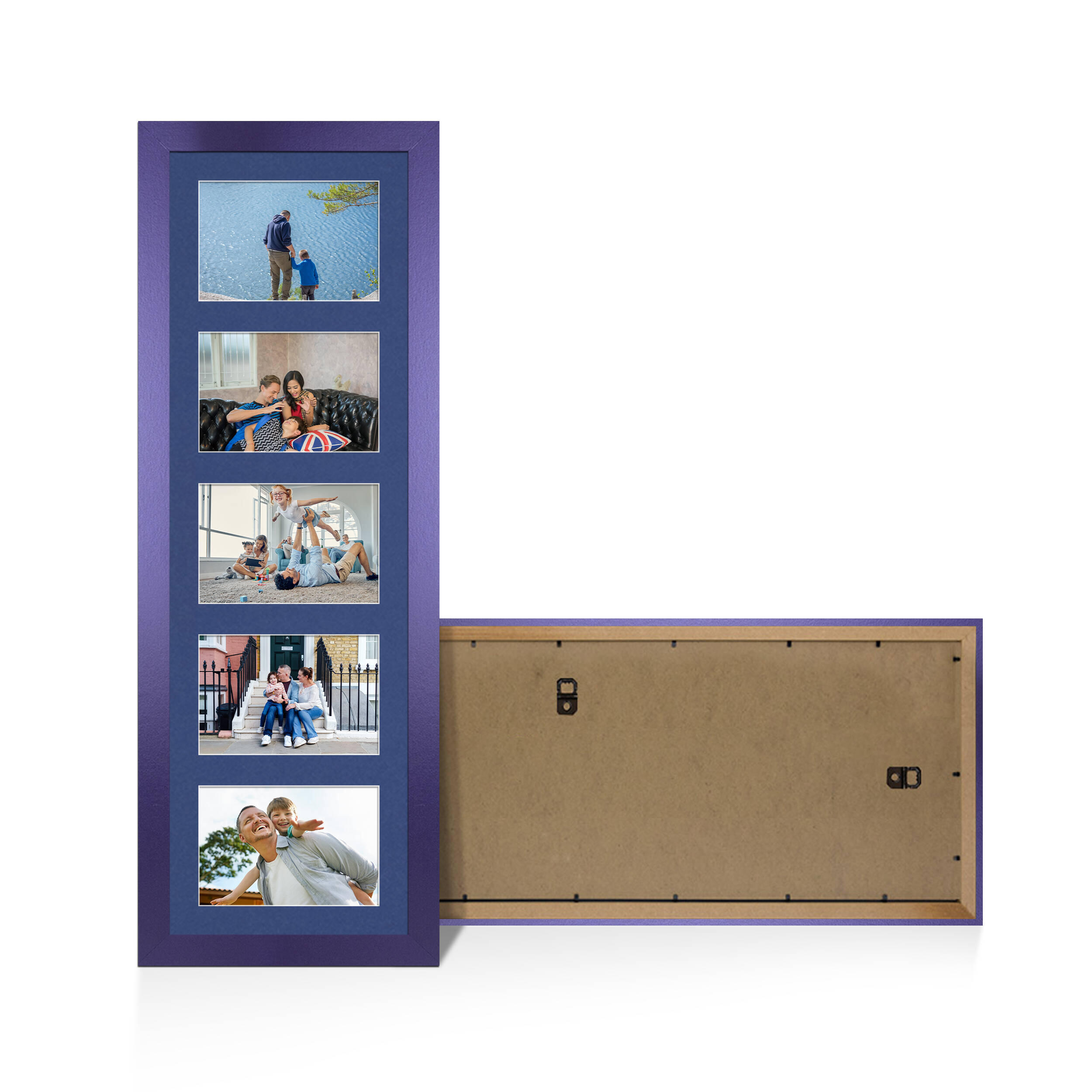 Purple Colour Multi Aperture Photo Frame 6X4 (x5) Pictures – Collage Wall Frame for Family Photos – 26x8 Picture Frame Size